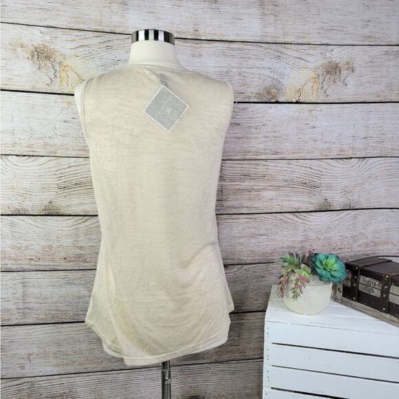 NWT Melanie Lyne Athleisure Perforated Front Detail Cream Tank Top‎ Small - Picture 3 of 7